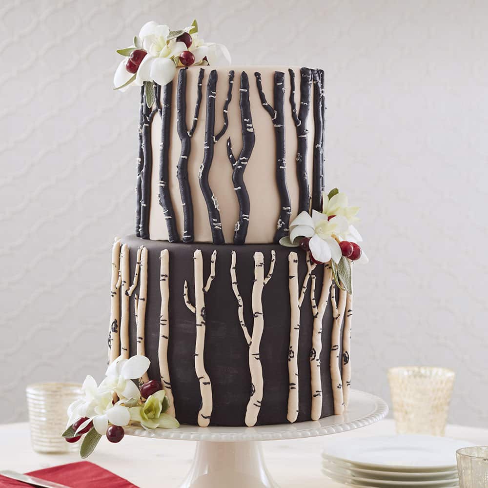 Winter Berry Birch Bark Cake