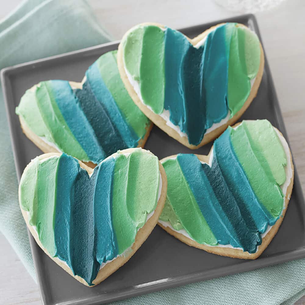 Blue Ombre Heart Cookies