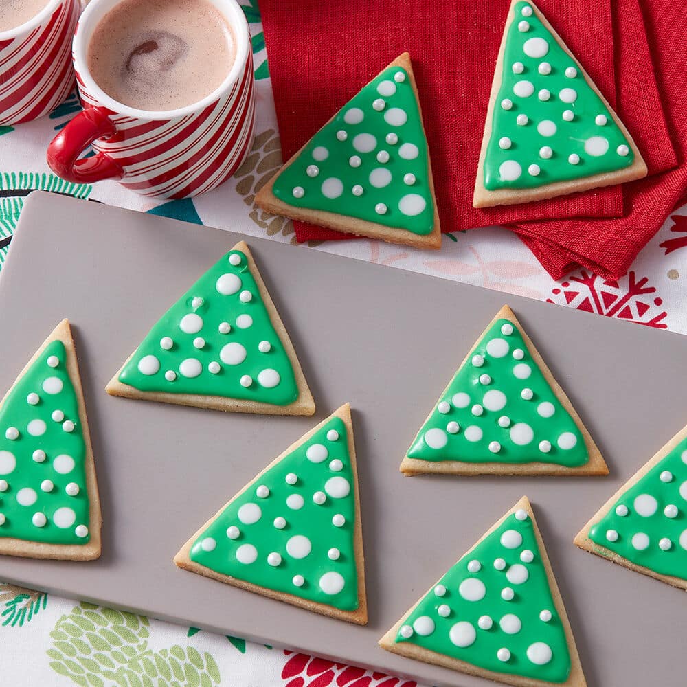 White Polka Dot Christmas tree Cookies