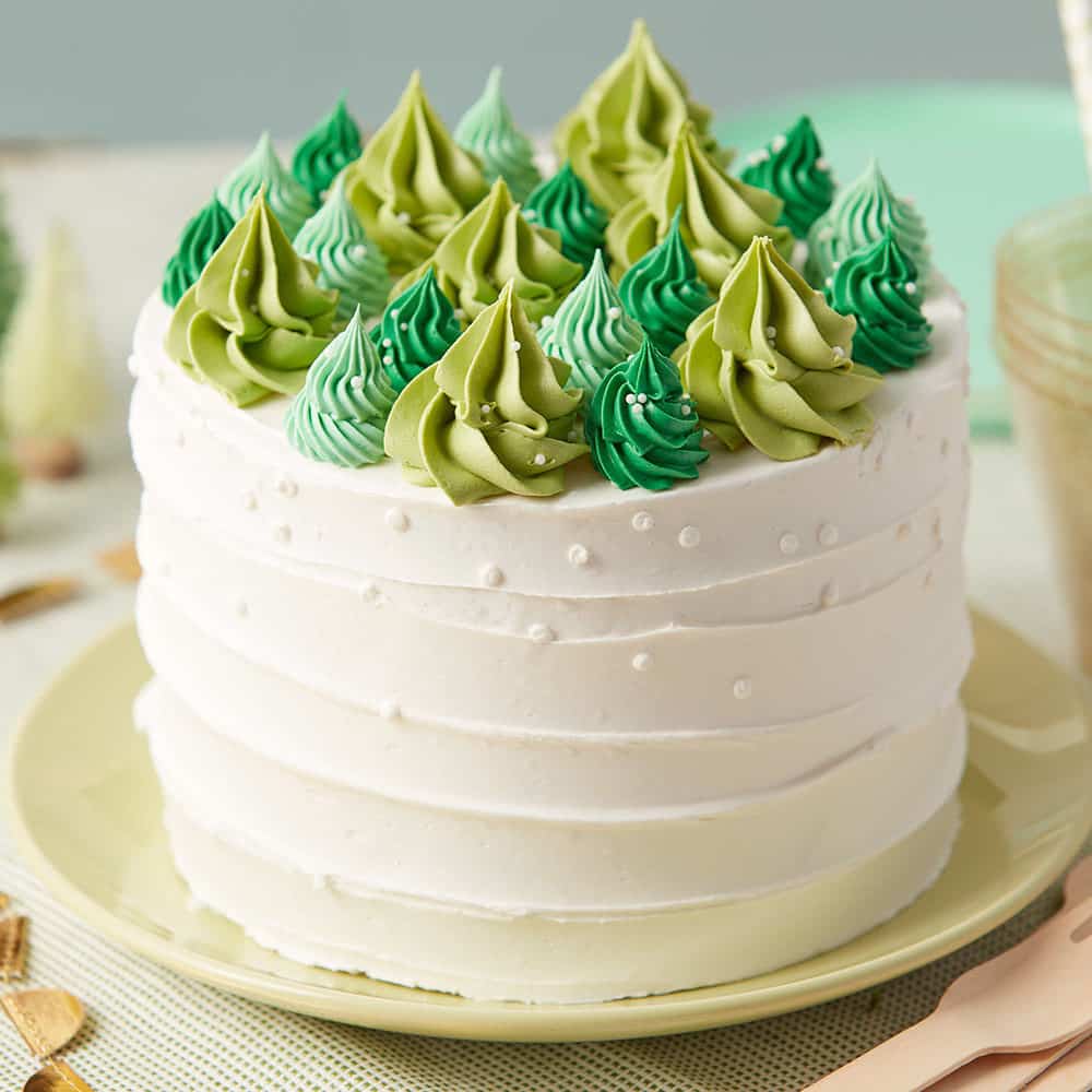 White Cake with Buttercream Trees