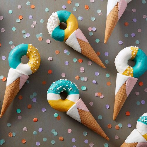 Retro donuts in ice cream cones