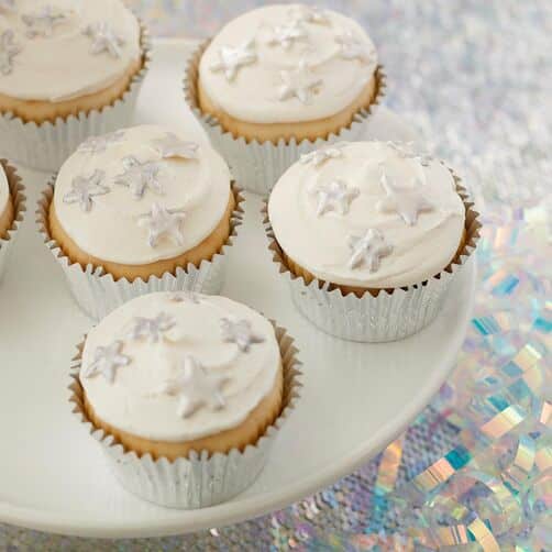 Cupcakes with silver candy melts stars