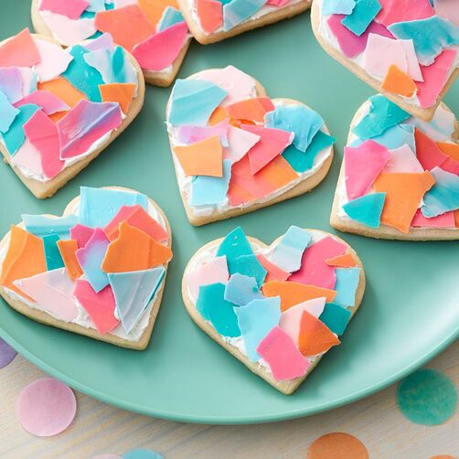 Candy confetti heart-shaped cookies