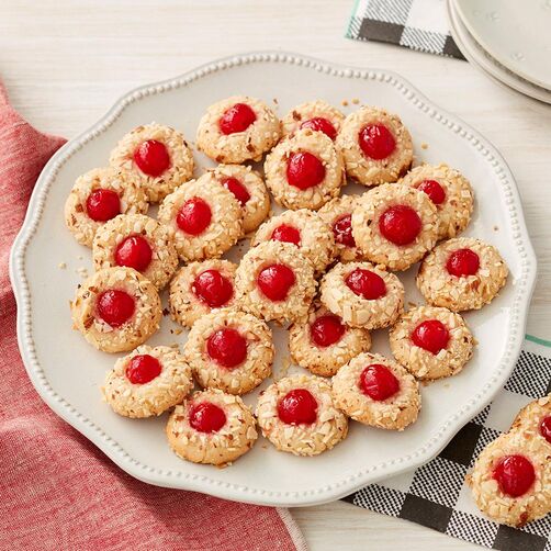 Chewy cherry and almond cookies