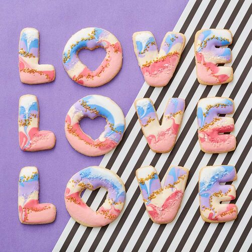 L-O-V-E cut-out cookies