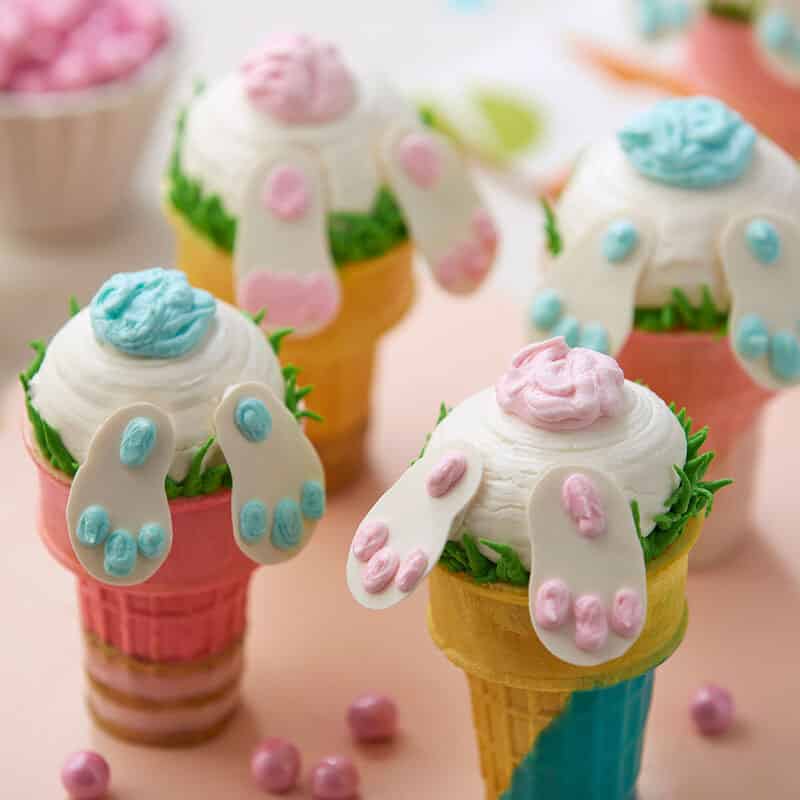 Bunny butt cupcake cones