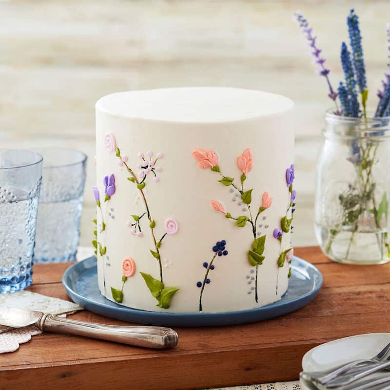 Delicate spring flowers cake