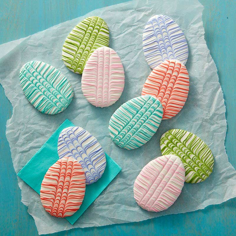 easter egg cookies decorated with stripes