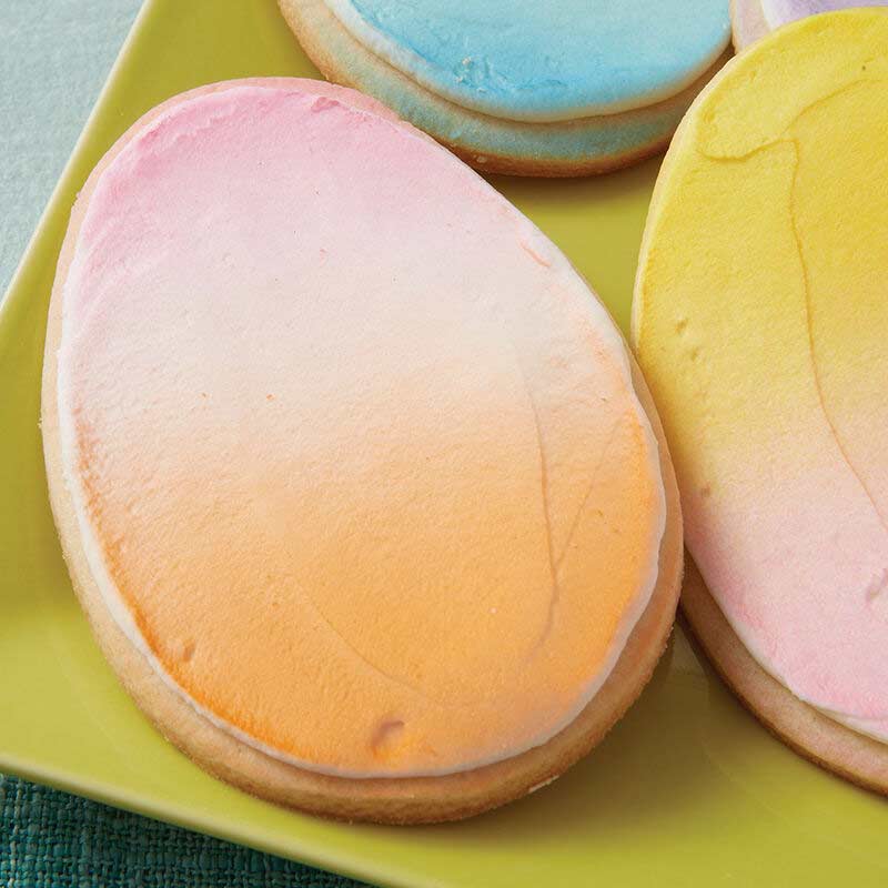 pastel colored easter egg cookies