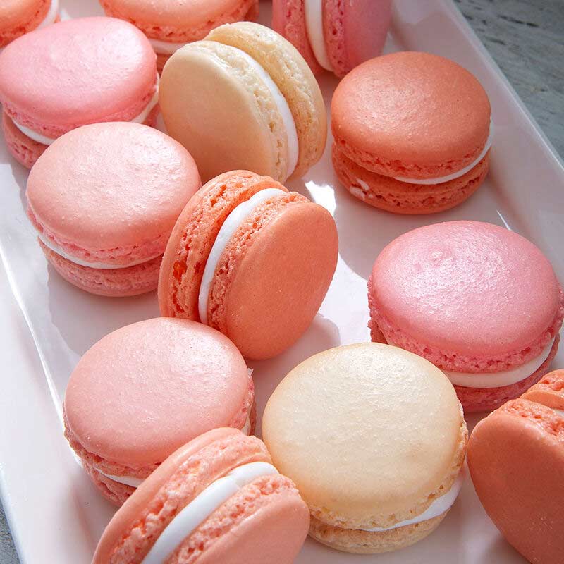 pink and coral macarons