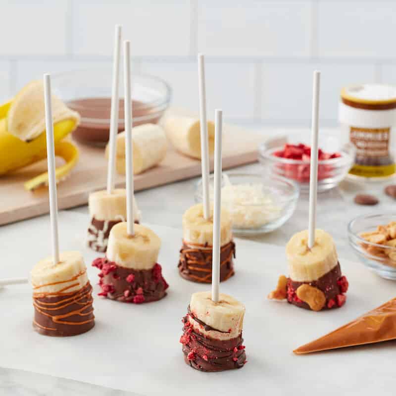 mini banana bites on a stick