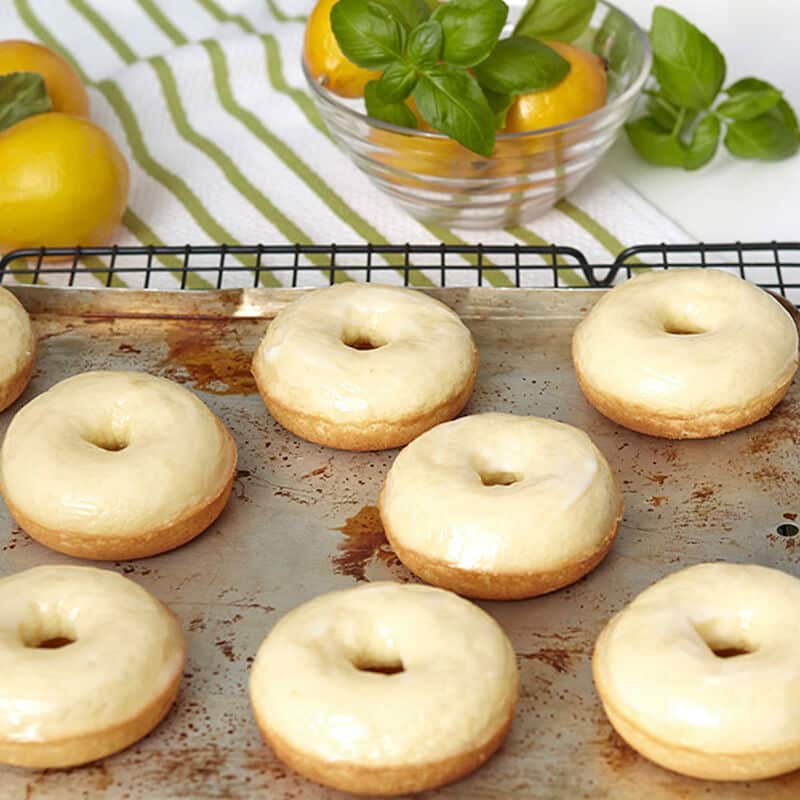 cake donuts with lemon basil glaze