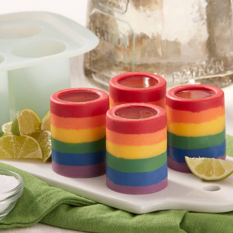 rainbow candy shots made of candy melts candy