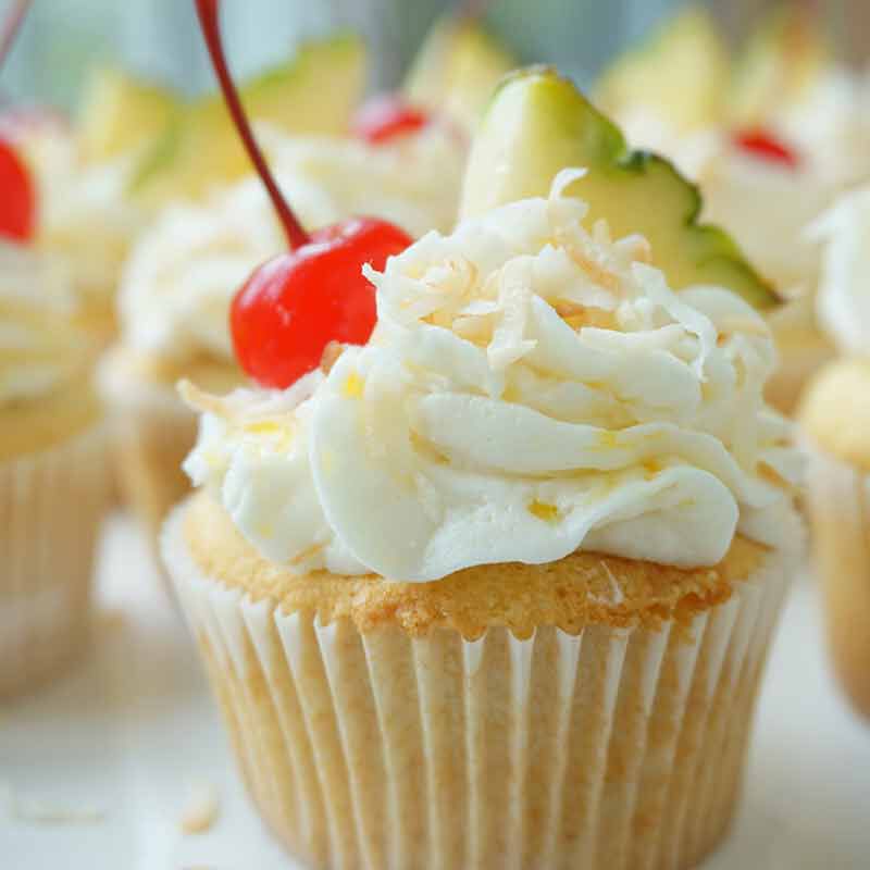 spiked pina colada cupcakes