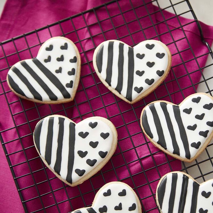 black and white heart cookies