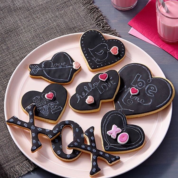 chalkboard valentine's day cookies