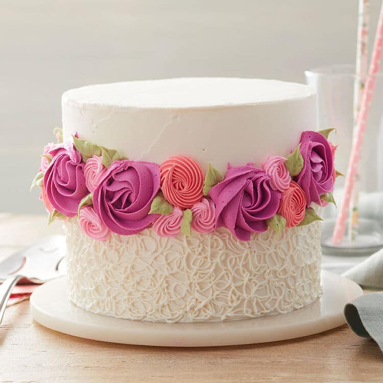 Crescent style gradient color flower cake ( 6 inch size cloud chiffon –  Little Flower Company Cake Design