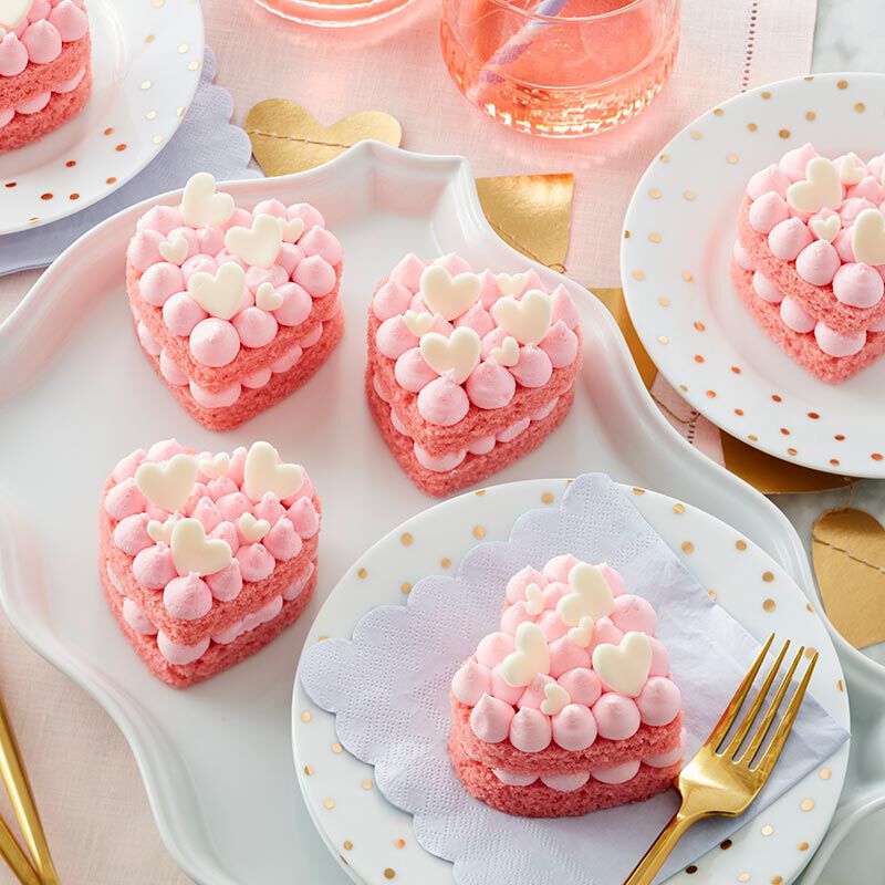 mini strawberry heart cakes