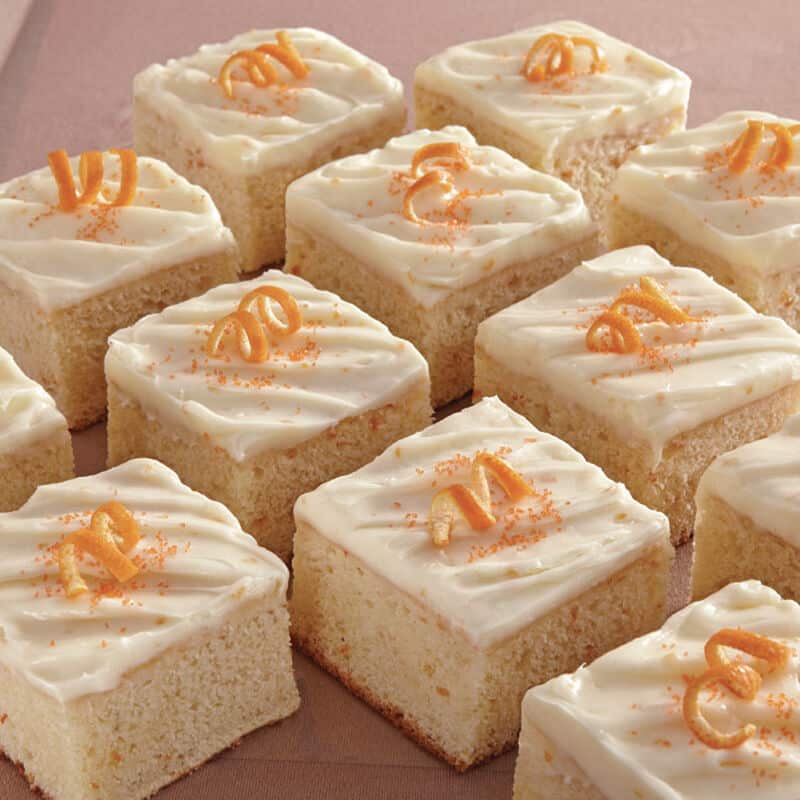 orange sheet cake with orange cream cheese frosting