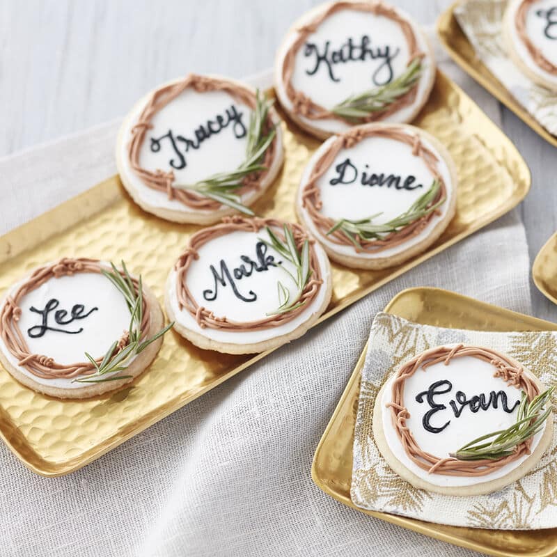 rosemary and lemon flavored place card cookies